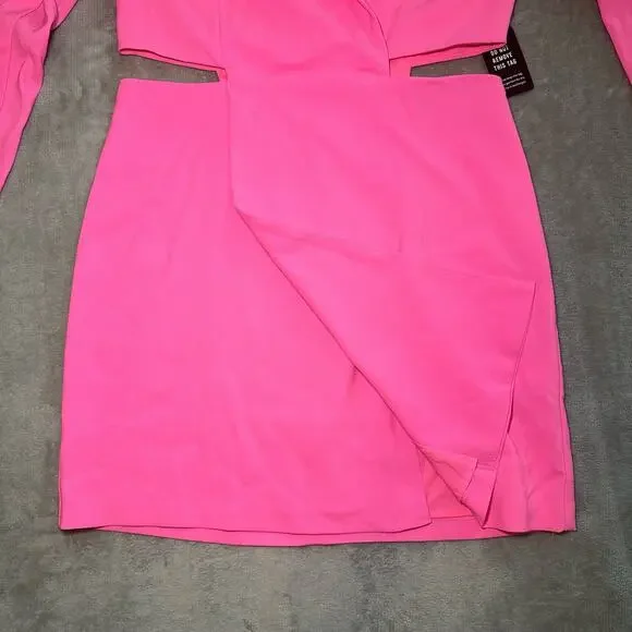 Express Blazer Mini Dress Women Size M Hot Pink Gum Pop Cut Out Glam Stretch NEW - Picture 4 of 12
